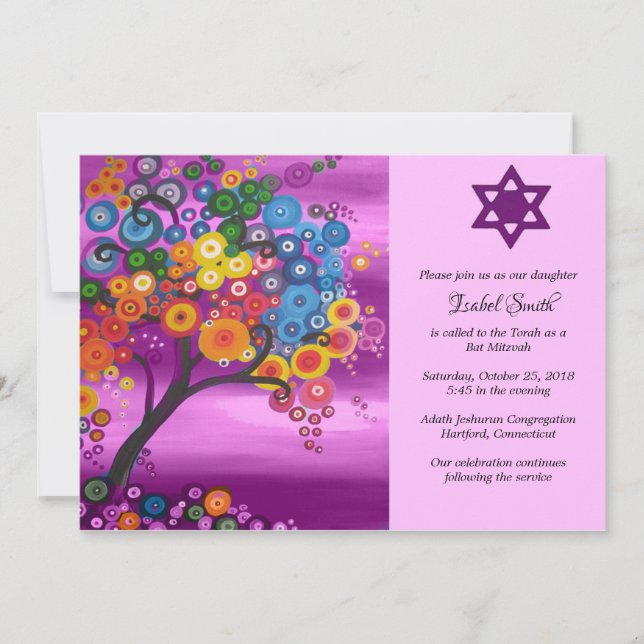 Bat Mitsvah Invitations Tree of Life (Front)
