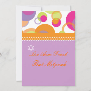 Bat Mitvah+Mod Bubbles/orange/hot pink Invitation