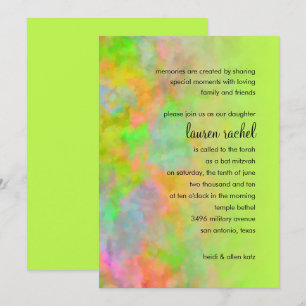 Bat Mitzvah Abstract Design in Lime Green Invitation