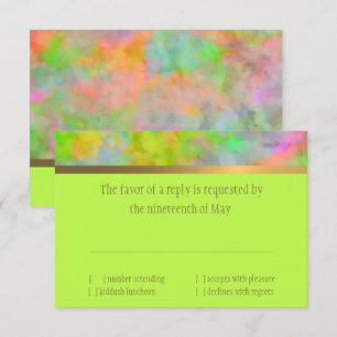 Bat Mitzvah Abstract Design in Lime Green RSVP Card