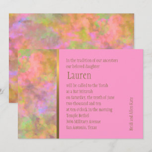 Bat Mitzvah Abstract Design in Pink Invitation
