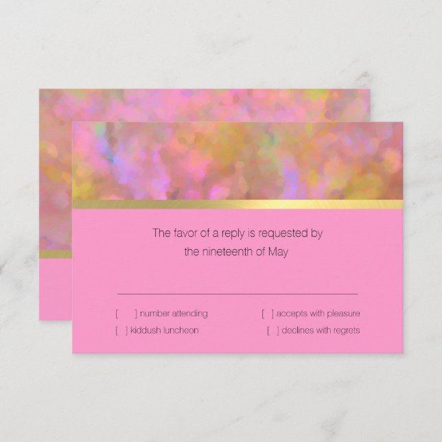 Bat Mitzvah Abstract Design in Pink RSVP Card (Front/Back)