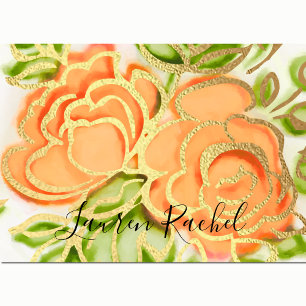 Bat Mitzvah Abstract Roses Orange Thank You Card