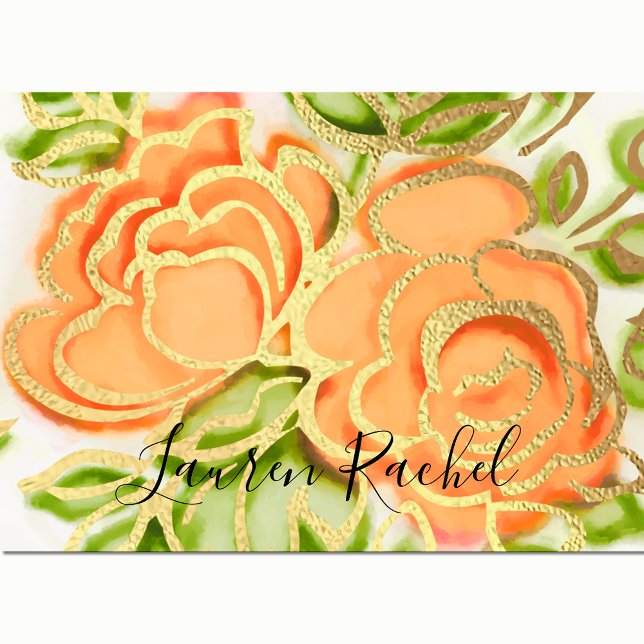 Bat Mitzvah Abstract Roses Orange Thank You Card (Creator Uploaded)