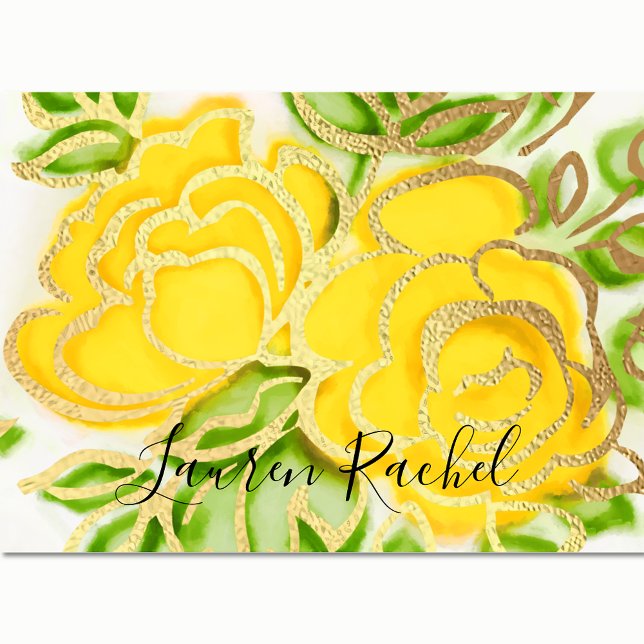 Bat Mitzvah Abstract Roses Yellow Thank You Card (Creator Uploaded)