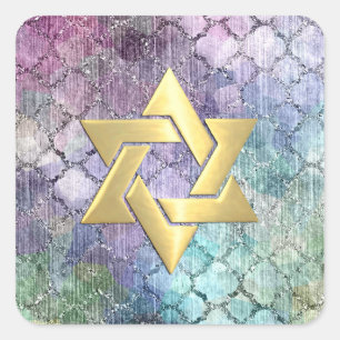 Bat Mitzvah Abstract Shimmery Pastel Pattern Square Sticker