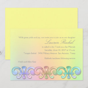 Bat Mitzvah Any Colour Background Invitation