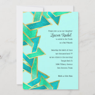 Bat Mitzvah Aqua Turquoise Star of David Invitation