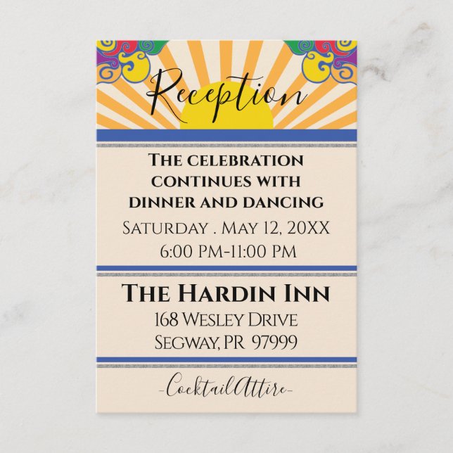 Bat Mitzvah Bar Mitzvah 60's Style Reception Card (Front)