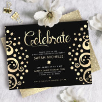Bat Mitzvah Black Gold Foil Tree of Life Script