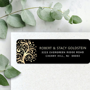 Bat Mitzvah Black Gold Tree of Life Return Address