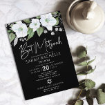 Bat Mitzvah Black Silver Script Floral Watercolor<br><div class="desc">Be proud, rejoice and showcase this milestone of your favorite Bat Mitzvah with this sophisticated, personalized invitation! A chic, stunning, white and faux silver glitter floral watercolor with faux silver foil script typography and white sans serif type overlays a dramatic black background. Additional watercolor flowers and a silver Star of...</div>