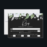 Bat Mitzvah Black Silver Script Watercolor Floral RSVP Card<br><div class="desc">Be proud, rejoice and celebrate this milestone of your favourite Bat Mitzvah with this sophisticated, personalised RSVP insert card for your event! A chic, stunning, white and faux sliver glitter floral watercolor with faux silver foil script typography and white sans serif type overlay a dramatic black background. Additional watercolor flowers...</div>