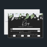 Bat Mitzvah Black Silver Script Watercolor Floral RSVP Card<br><div class="desc">Be proud, rejoice and celebrate this milestone of your favourite Bat Mitzvah with this sophisticated, personalised RSVP insert card for your event! A chic, stunning, white and faux sliver glitter floral watercolor with faux silver foil script typography and white sans serif type overlay a dramatic black background. Additional watercolor flowers...</div>