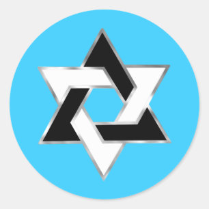 Bat Mitzvah Black White Star of David on Any Colou Classic Round Sticker
