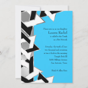 Bat Mitzvah Black White Star of David on Any Colou Invitation