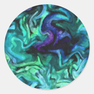 Bat Mitzvah Blue and Purple Design Classic Round Sticker