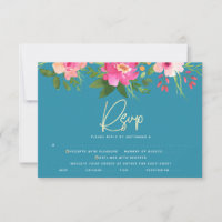 Bat Mitzvah Blue Floral Watercolor Gold Script