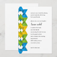 Bat Mitzvah Blue Green Yellow Stars on Any Colour