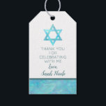 Bat Mitzvah Blue Opal Magen David Thank You Gift Tags<br><div class="desc">Personalise these faux watercolor blue opal Magen David accent thank you gift tags as a special custom touch to your Bat Mitzvah party plans. Deep blue text on a white background can be customised independently: on the front, the "thank you for celebrating with me" message in a simple sans sherif...</div>