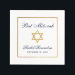Bat Mitzvah Blue White Gold Napkin<br><div class="desc">Bat Mitzvah Blue White Gold Paper Napkin</div>