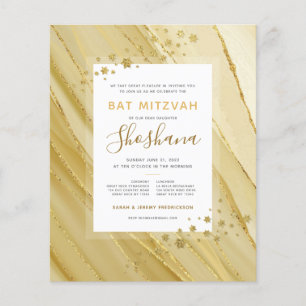 Bat Mitzvah Budget Gold Glitter Monogram
