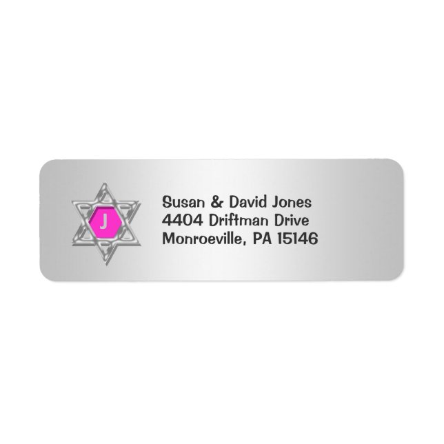 Bat mitzvah celebrations "return address" (Front)