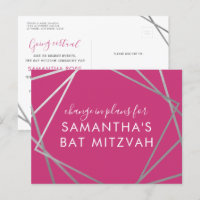 Bat Mitzvah Change of Plans Modern Pink Silver