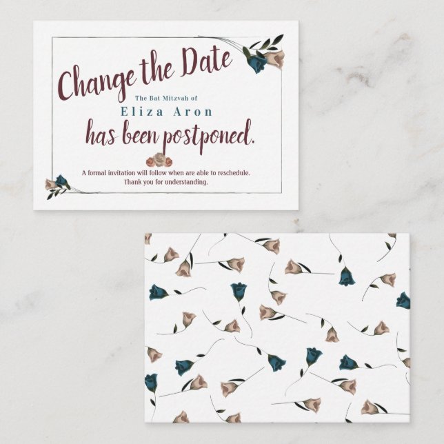 Bat Mitzvah Change the Date Card (Front/Back)