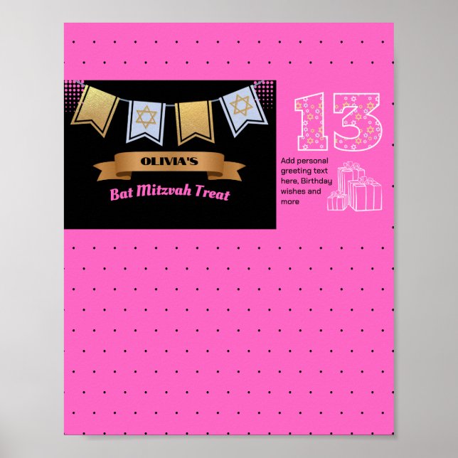 Bat Mitzvah Chocolate Bar Wrapper Template Poster (Front)