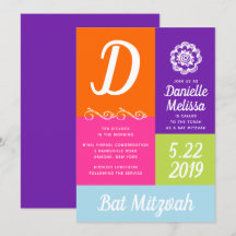 Bat Mitzvah Colour Block Invitation