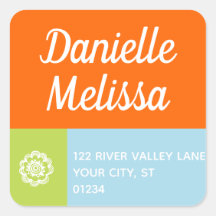 Bat Mitzvah Colour Block Party Return Address Labe