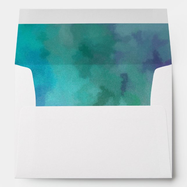Bat Mitzvah Cool Colours Aqua Blue Purple White Envelope (Back (Bottom))