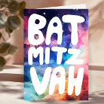 BAT MITZVAH Customisable Rainbow Galaxy Congrats Card<br><div class="desc">Hand drawn text by me for you with a colourful rainbow background. Add your own text to the inside of the card. For more designs and colours check my shop! Or let me know if you'd like something custom. I also have matching wrapping paper and of course both Bar and...</div>