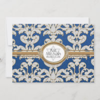 Bat Mitzvah - Elegant Floral Leaf Damask Baroque