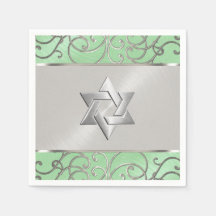 Bat Mitzvah Elegant Mint Green Silver Filigree