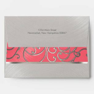 Bat Mitzvah Elegant Pink and Silver Filigree Envelopes