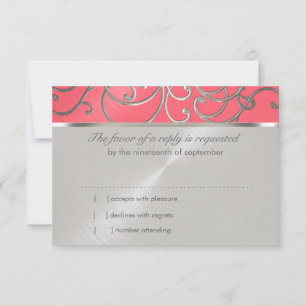 Bat Mitzvah Elegant Pink and Silver Filigree Invitation