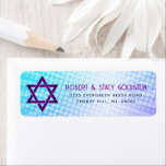Bat Mitzvah Fun Retro Blue Purple Gradient Address<br><div class="desc">Be proud, rejoice and showcase this milestone of your favourite Bat Mitzvah with this boho retro, personalised return address label! Fun, trendy, bold purple and navy blue typography with modern sans serif typography overlay a background of pop light turquoise and purple ombre gradient rays with white dots. Personalise the custom...</div>