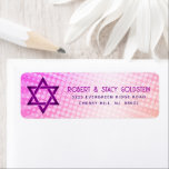 Bat Mitzvah Fun Retro Pink Orange Gradient Address<br><div class="desc">Be proud, rejoice and showcase this milestone of your favourite Bat Mitzvah with this boho retro, personalised return address label! Fun, trendy, bold dark hot pink and purple typography with modern sans serif typography overlay a background of pop light orange and pink ombre gradient rays with white dots. Personalise the...</div>