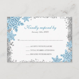 Bat Mitzvah Glam Winter Wonderland Blue RSVP Card