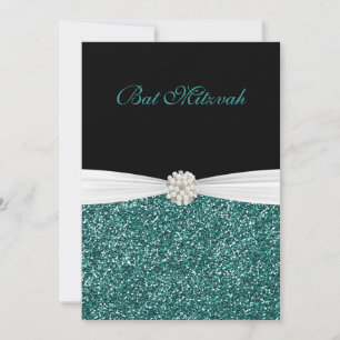 Bat Mitzvah, Glitter and Pearls, Custom Invitation