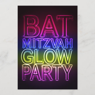 Bat Mitzvah GLOW PARTY Birthday Invitation