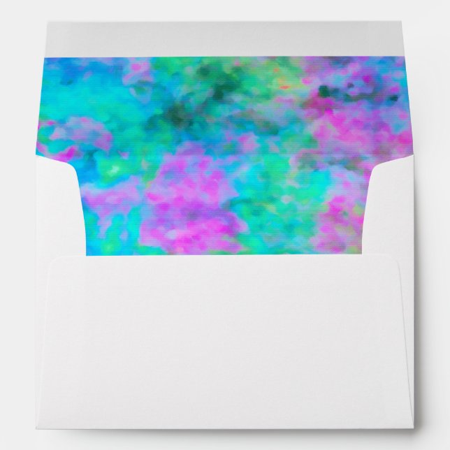 Bat Mitzvah Gold Star Abstract Blue Pink Green Envelope (Back (Bottom))