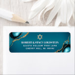 Bat Mitzvah Gold Turquoise Ombre Agate Address<br><div class="desc">Be proud, rejoice and celebrate this milestone of your favourite Bat Mitzvah whenever you use this cool, unique, modern, personalised return address label! Bold, white sans serif typography and a faux gold Star of David overlay a deep turquoise teal blue ombre background with turquoise blue agate accented with faux gold...</div>