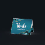 Bat Mitzvah Gold Turquoise Ombre Agate Bold Script Thank You Card<br><div class="desc">Make sure your favourite Bat Mitzvah shows his appreciation to all who supported her milestone event! Send out this cool, unique, modern, personalised thank you card. White handwritten script and bold sans serif typography overlay a deep teal blue ombre background with turquoise blue agate accented with faux gold veins. Additional...</div>