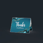 Bat Mitzvah Gold Turquoise Ombre Agate Bold Script Thank You Card<br><div class="desc">Make sure your favourite Bat Mitzvah shows his appreciation to all who supported her milestone event! Send out this cool, unique, modern, personalised thank you card. White handwritten script and bold sans serif typography overlay a deep teal blue ombre background with turquoise blue agate accented with faux gold veins. Additional...</div>