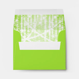 Bat Mitzvah Green and White Sparkly Lights Envelope
