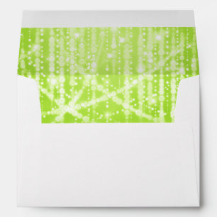 Bat Mitzvah Green and White Sparkly Lights Envelope