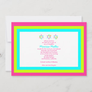 Bat Mitzvah Invitation Marissa Malka Pink Blue